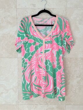 Lilly Pulitzer Bonita Cover-Up Tunic Dress “Sneaky Tiki” Print (Size S)